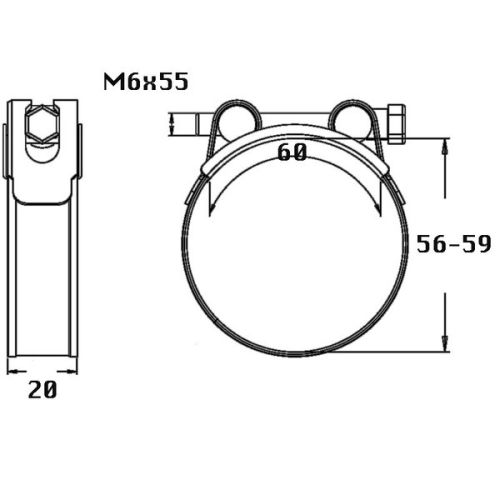 Kale Slangklem RVS heavy duty 56 - 59mm