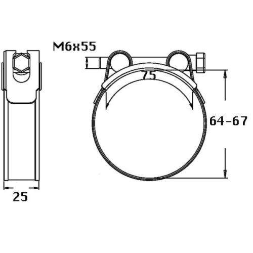 Kale Slangklem RVS heavy duty 64 - 67mm