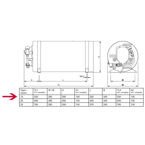 Isotherm Boiler Slimline 15 liter met watermix