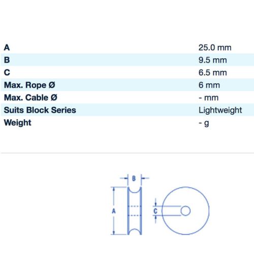 Ronstan Lijn schijf Acetal 25 x 9.5mm