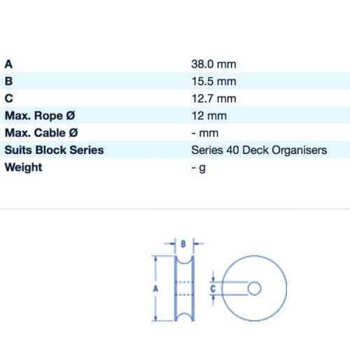 Ronstan Lijn schijf Acetal 38 x 15.5mm