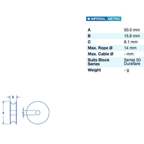 Ronstan Lijn schijf Acetal 50 x 15.6mm