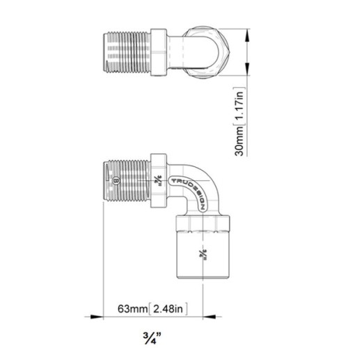 TruDesign Bocht 90 Graden 3/4&quot; binnen/buiten BSP