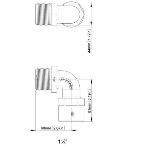 TruDesign Bocht 90 Graden 1 1/4 binnen/buiten BSP