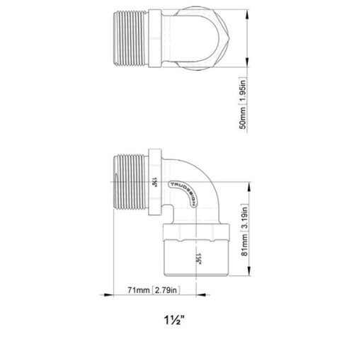 TruDesign Bocht 90 Graden 1 1/2 binnen/buiten BSP