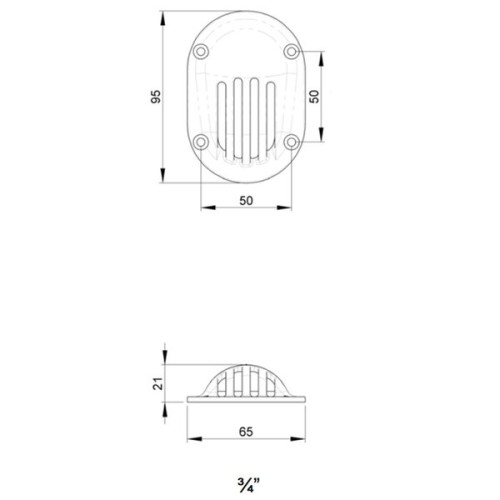 TruDesign Inlaatrooster ovaal 3/4&quot; Wit composiet