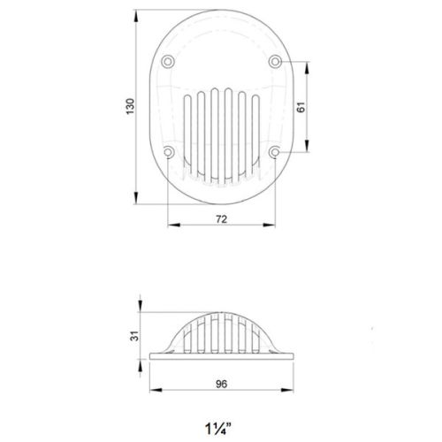 TruDesign Inlaatrooster ovaal 1 1/4&quot; Wit composiet