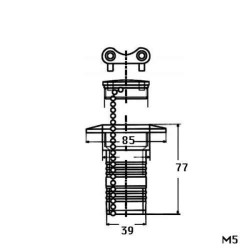 Kmarine Dekdop RVS &quot;vuilwater&quot; 38 mm met sleutel