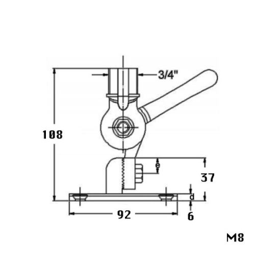 Kmarine Antennevoet RVS 1&quot;x14TPI klapbaar