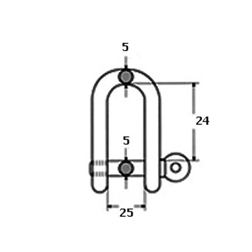 Kmarine D-sluiting breed RVS A4 5mm 750kg