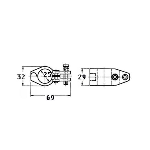 Kmarine Buiskapbeslag RVS A4 midden 25 m 2-del.