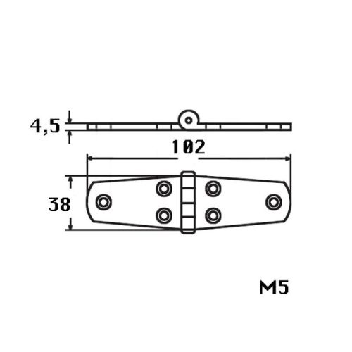 Kmarine Scharnier RVS A4 100x38x4,0mm