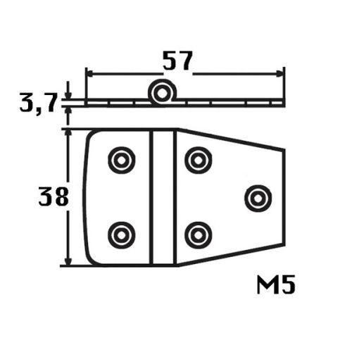 Kmarine Scharnier RVS A4 38x50x4,0mm