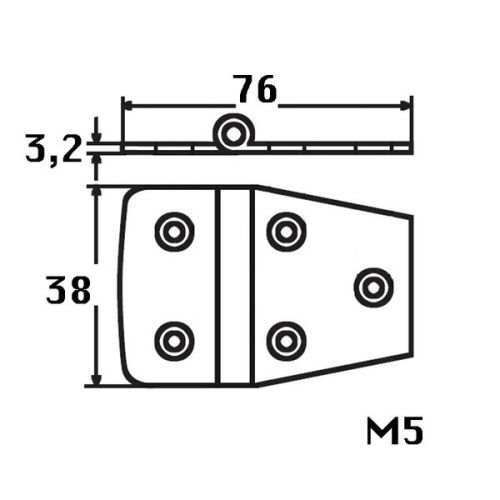 Kmarine Scharnier RVS A4 76x38x3,2mm