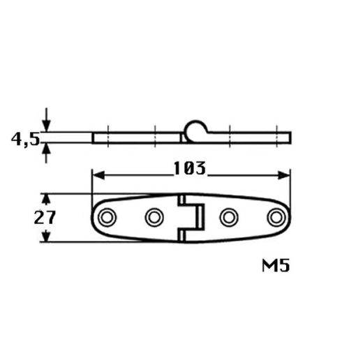 Kmarine Scharnier RVS A4 100x25x4,0mm