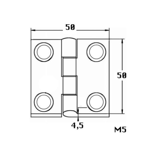 Kmarine Scharnier RVS A4 50x50x4,5mm