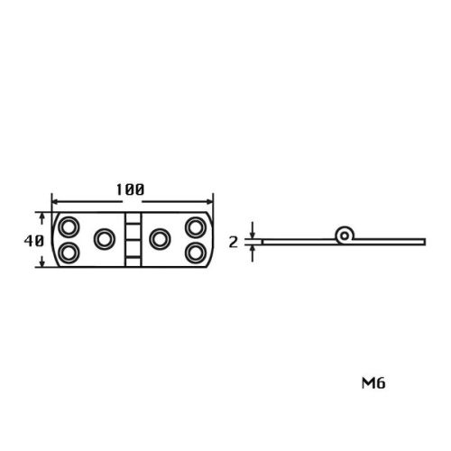 Kmarine Scharnier RVS A2 100x40x2,0 mm