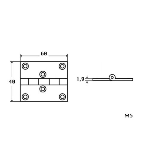 Kmarine Scharnier RVS A2 60x40x1,9 mm