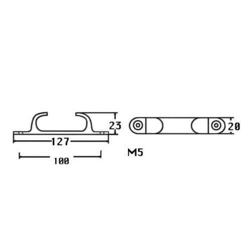 Kmarine Boegklamp RVS recht A4 125 mm