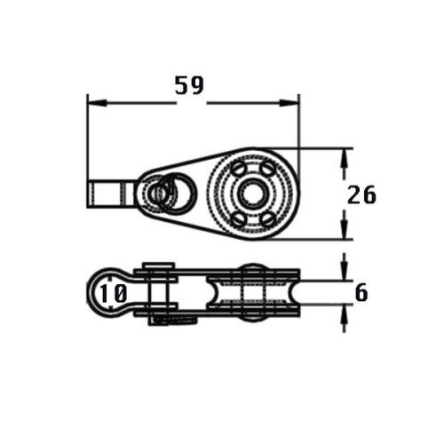 Kmarine RVS A4 beugelblokje 6 mm