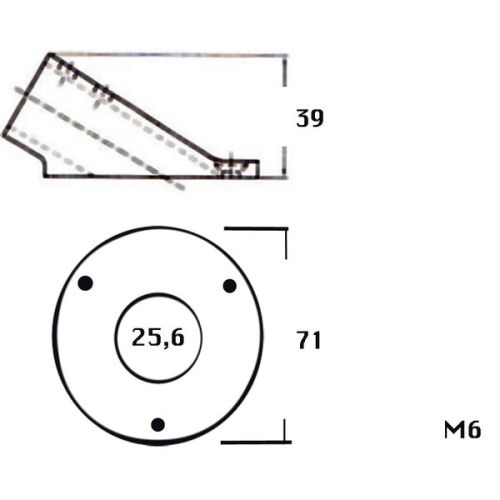 Kmarine Railingvoet RVS A4 30 graden rond 25mm