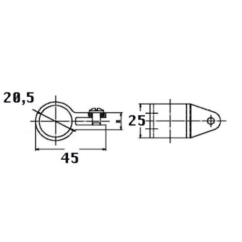 Kmarine Buiskapbeslag RVS A4 middenstuk 20 mm