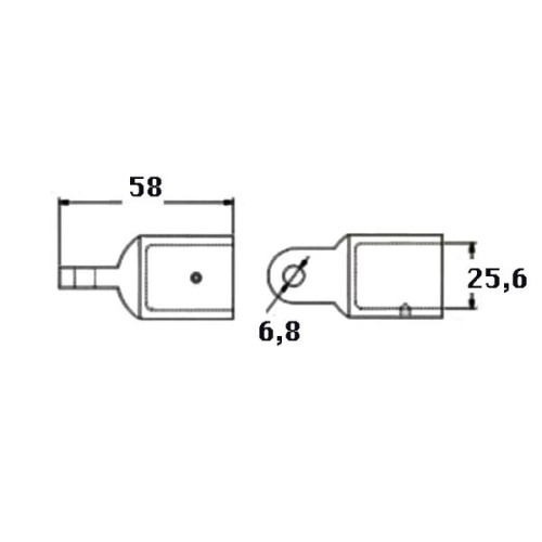 Kmarine Buiskapbeslag RVS A4 eindstuk 25 mm