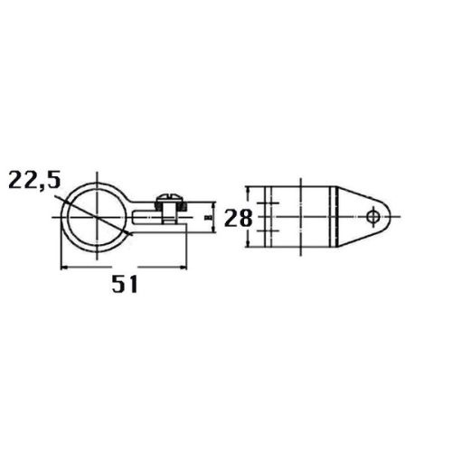 Kmarine Buiskapbeslag RVS A4 middenstuk 22 mm